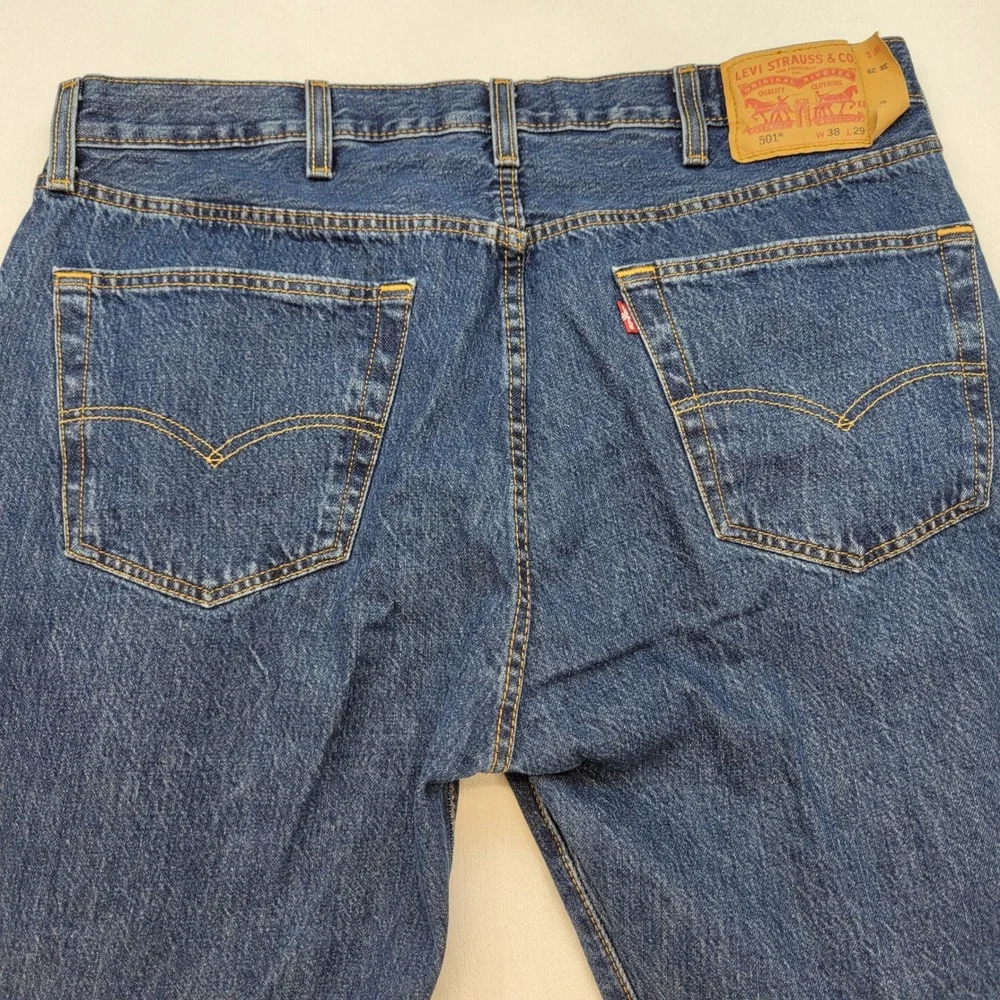 Levi's 501 Original Fit Jeans Mens 38x29 Blue Straight Leg Button Fly Denim